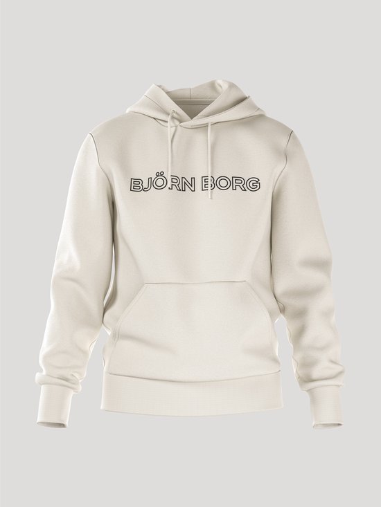 Björn Borg Essential 3 Hoodie Heren - Trui met Capuchon - Katoen - Tofu Gebroken Wit - Maat L