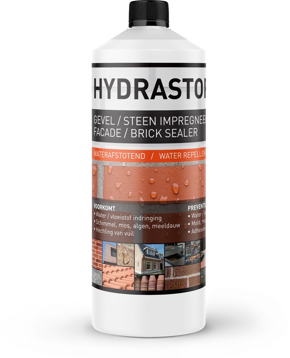Hydrastop Pro impregneermiddel - Gevel, Buitenmuur, Baksteen, metselwerk, voegen - 1L (6m2)