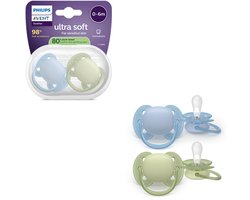 Philips Avent Ultra Soft – Superzachte siliconen fopspeen (0-6 mnd) – Voor gevoelige huid – 2 stuks - SCF091/37