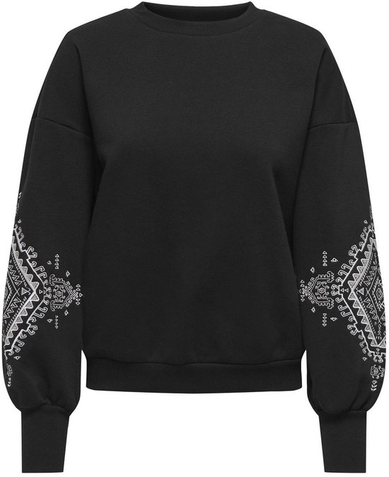 ONLY ONLCALLY L/S DETAIL O-NECK CS SWT Dames Trui - Black Ethinic Power