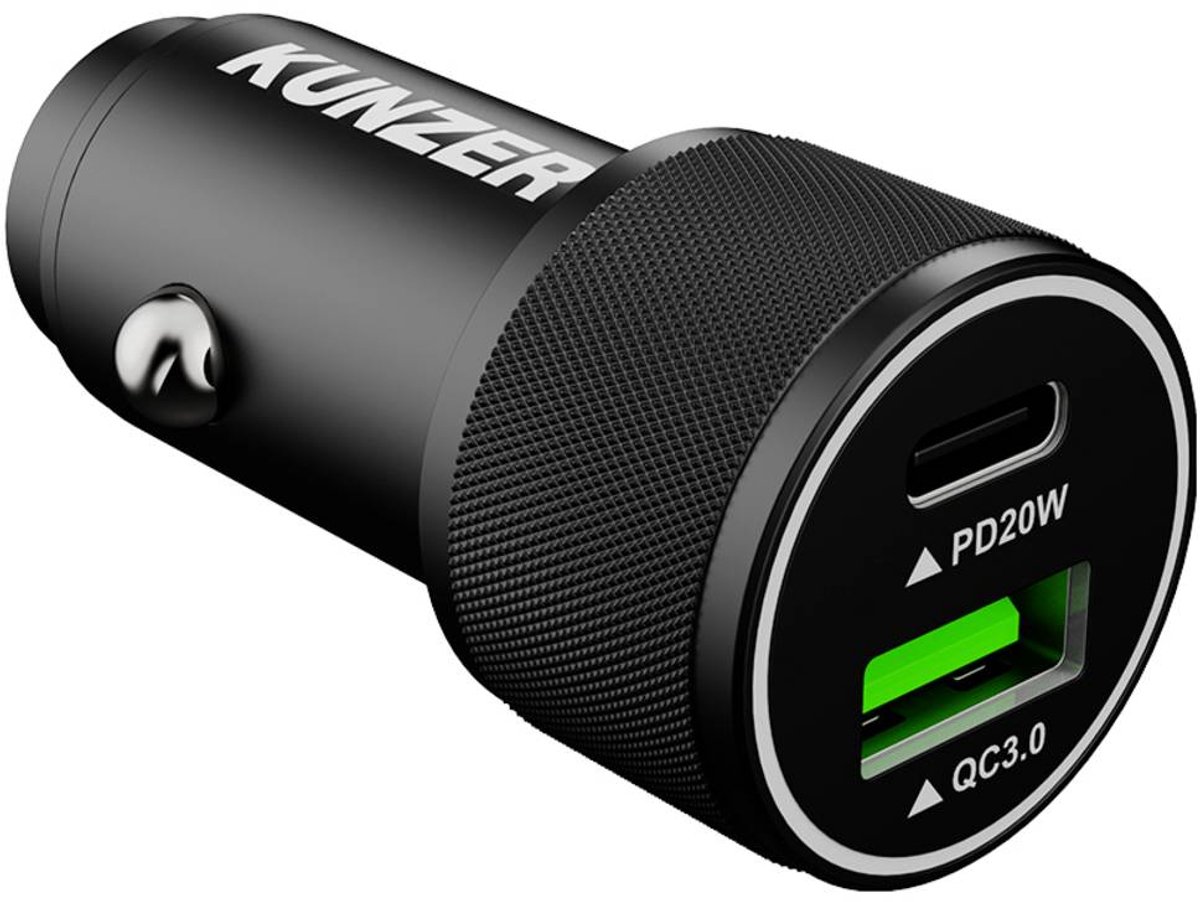 Kunzer 7USBAC12 Adapter 1x USB-A, 1x USB-C Zwart