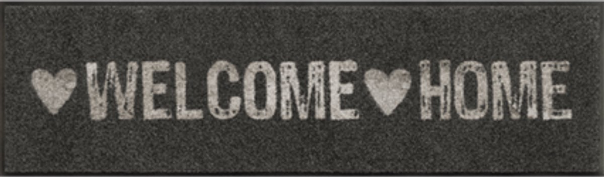 Kleen-Tex Wash+Dry Design Wasbare Deurmat - Loper - Warmly Welcome - 35 x 120cm donkergrijs
