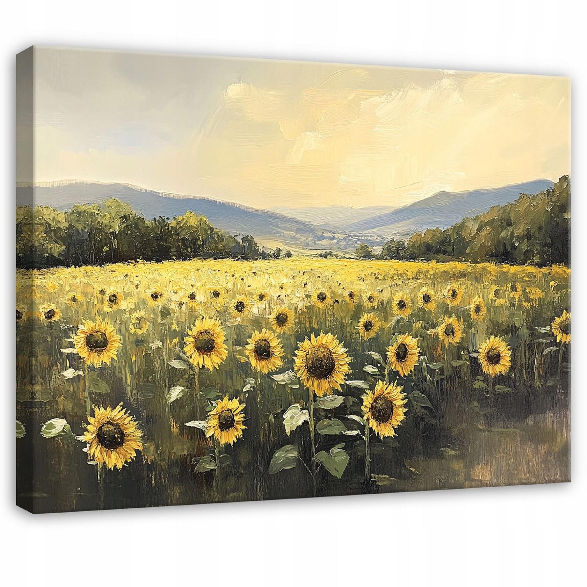 WALLARENA Canvas schilderij - 60x40 cm - Schilderij van zonnebloemen voor slaapkamer, woonkamer, keuken multikleurig