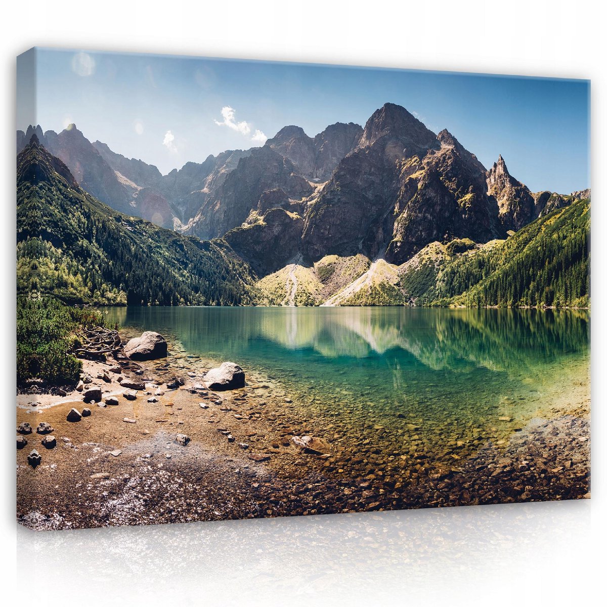 WALLARENA Canvas schilderij - 100x70 cm - Berglandschap met meer multikleurig