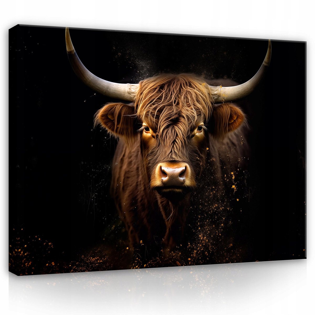WALLARENA Canvas schilderij - 40x30 cm - moderne Schotse koe voor slaapkamer en woonkamer multikleurig