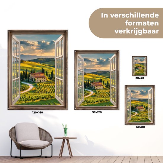 Affiche de jardin 30x40 cm - Décoration de jardin Vue - Toscane - Vue - Paysage - Été - Affiche pour le jardin - Décoration extérieure - Tableau de jardin clôture - Décoration murale sur toile de jardin - Décoration murale sur toile de balcon