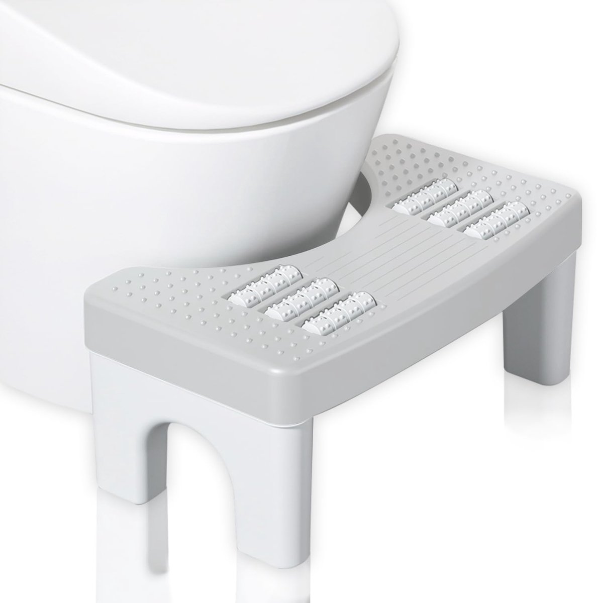 Stevige Toilethocker voor Volwassenen - Opvouwbaar Antislip met Massagewielen - Voor Opgeblazen Gevoel, Constipatie en PDS - Wit