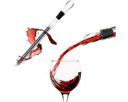 Wijnkoelers - Wijnkoeler Stick - Wijn Koeler Staaf - Fles Koelers - Schenktuit - Wijnschenker - Wine Cooler - Wijnaccessoires - Drank- & Baraccessoires - Champagnekoeler - RVS Staaf - Inclusief schenktuit - Wijnschenker Decanteerder - Beluchter
