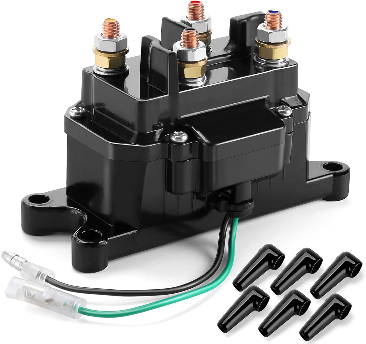 12V 250A Liersolenoïde Relais Contactor Duimwagen voor Atv Utv 2000-500000Lbs Lier met 6 Beschermhoezen