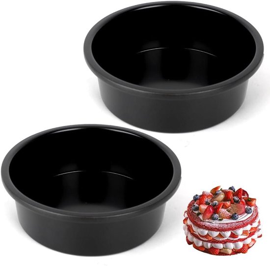 Joyfair Set van 2 ronde taartvormen van roestvrij staal, 24 cm hoog, 7 cm hoog, voor verjaardag, bruiloft, Kerstmis, gezond en niet giftig