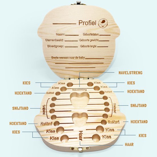 WiebelTandje Luier en Verzorgingstas met Verschoonmatje incl Houten Tandendoos JONGEN – Kraamcadeau - Watervast Baby Rugzak Tas met Uitschuifbaar Baby Box – USB Kabel - Multifunctionele Baby Luier Tas – Verzorgingstas Baby - Verschoon en Slaap Bedje