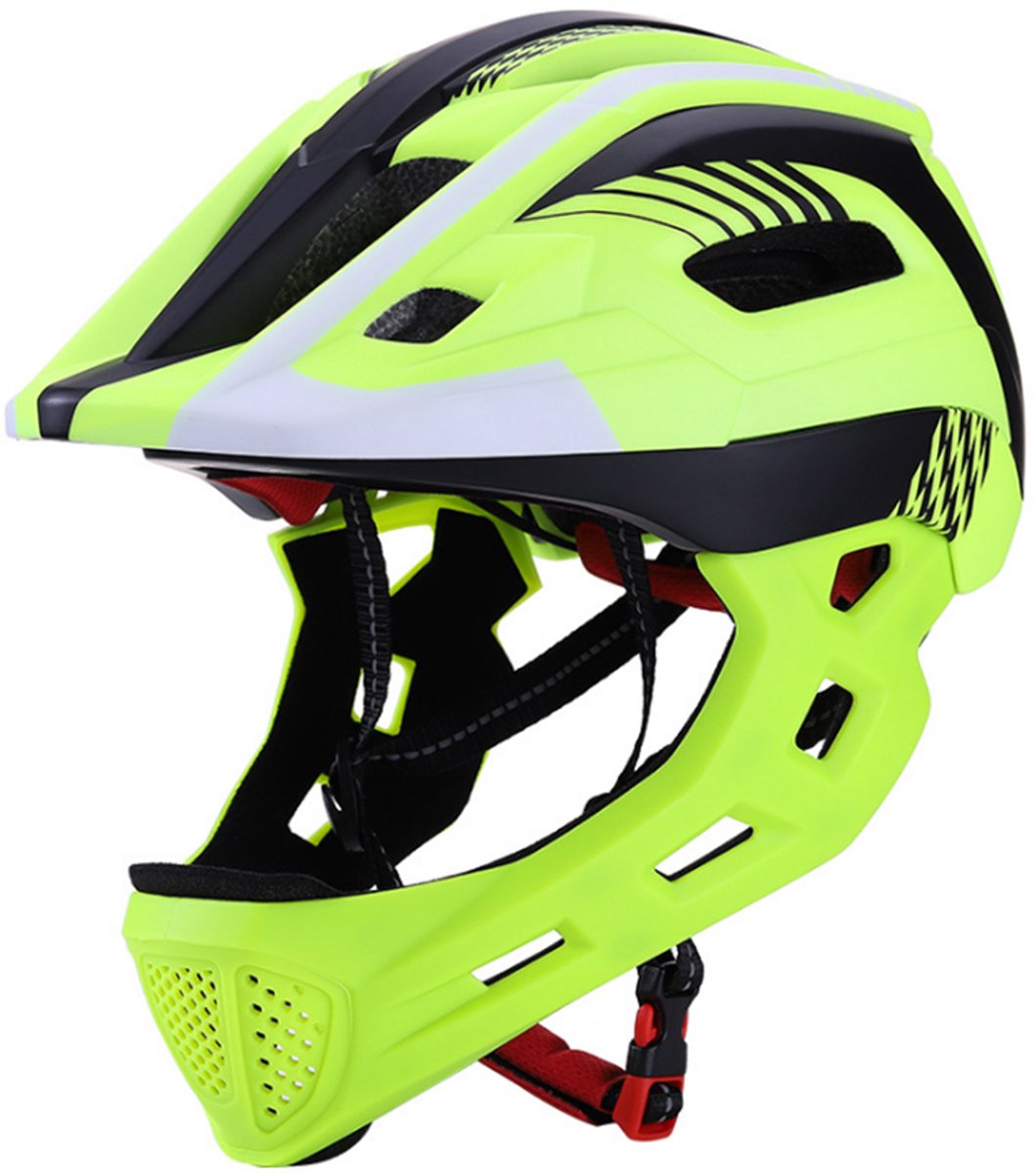 Fietshelm Kinderen Fiets - Fietshelm Jongens - Fietshelm Meisjes - Fietshelm Kind- Sporthelm Kind -Fluorescerend geel-52-56CM
