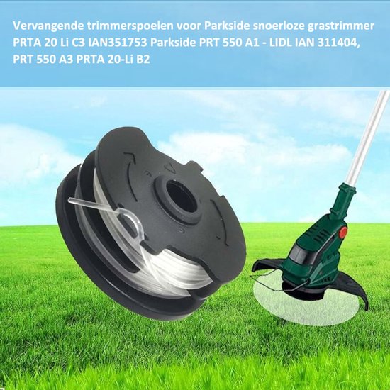 Verpakking met 6 vervangende draadspoelen voor LIDL Parkside PRTA 20-Li A1, B2, C3, PRT 550 A1, A3, PRT 300 A1 trimmers van Merkloos	 — afbeelding 2