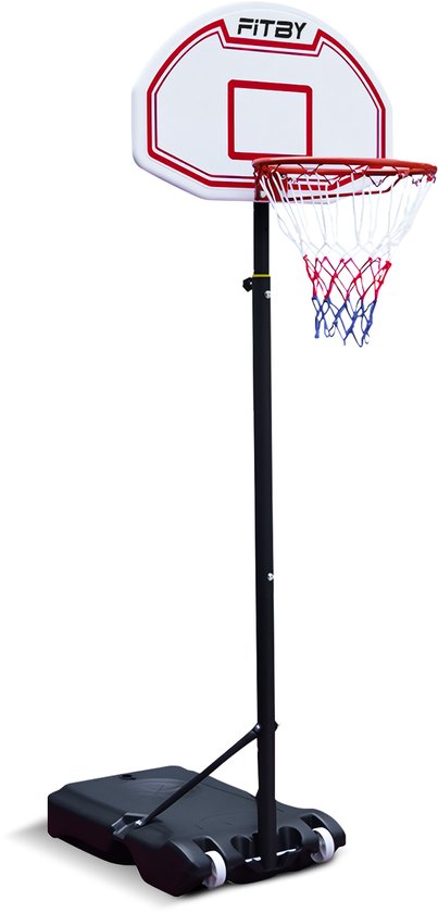 Panier de basket Fitby noir avec support réglable et base solide.