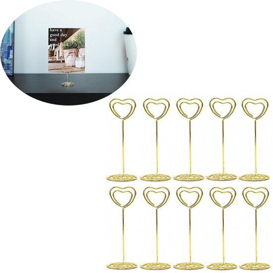 Plaatskaarthouders gouden harten (10st) - Jetjes & Jobjes