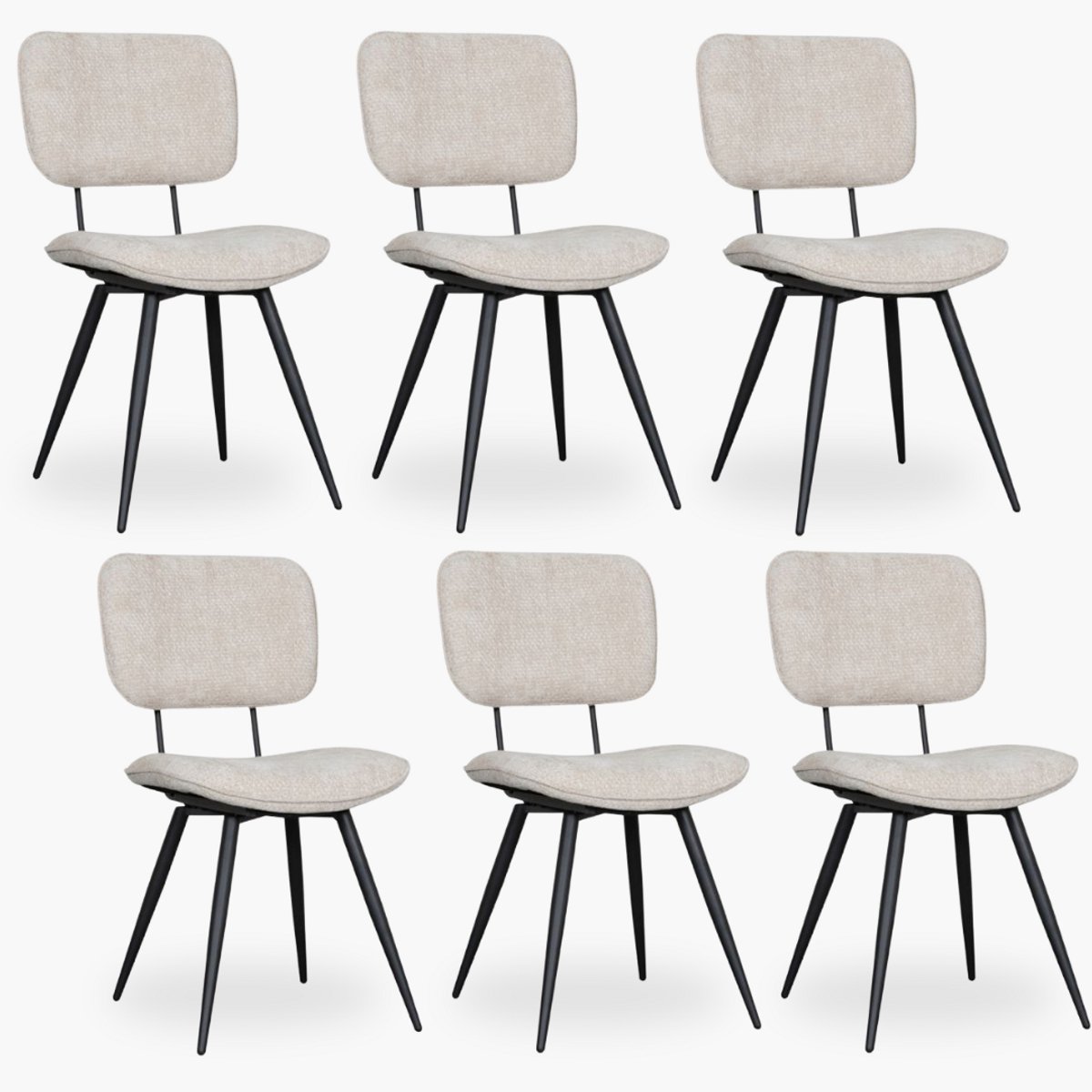 6x Eetkamerstoel Dani - Beige Velvet - Set van 6 - Beige