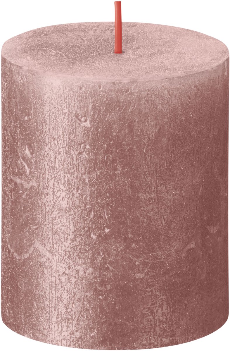 Bolsius Rustiek Stompkaars Hoogte 8 cm - Ø68 mm Shimmer Pink roze