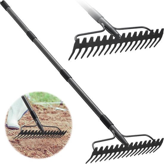 Titel: Heavy Duty Garden Rake with 17 Teeth 5 ft Stainless Steel Handle ...