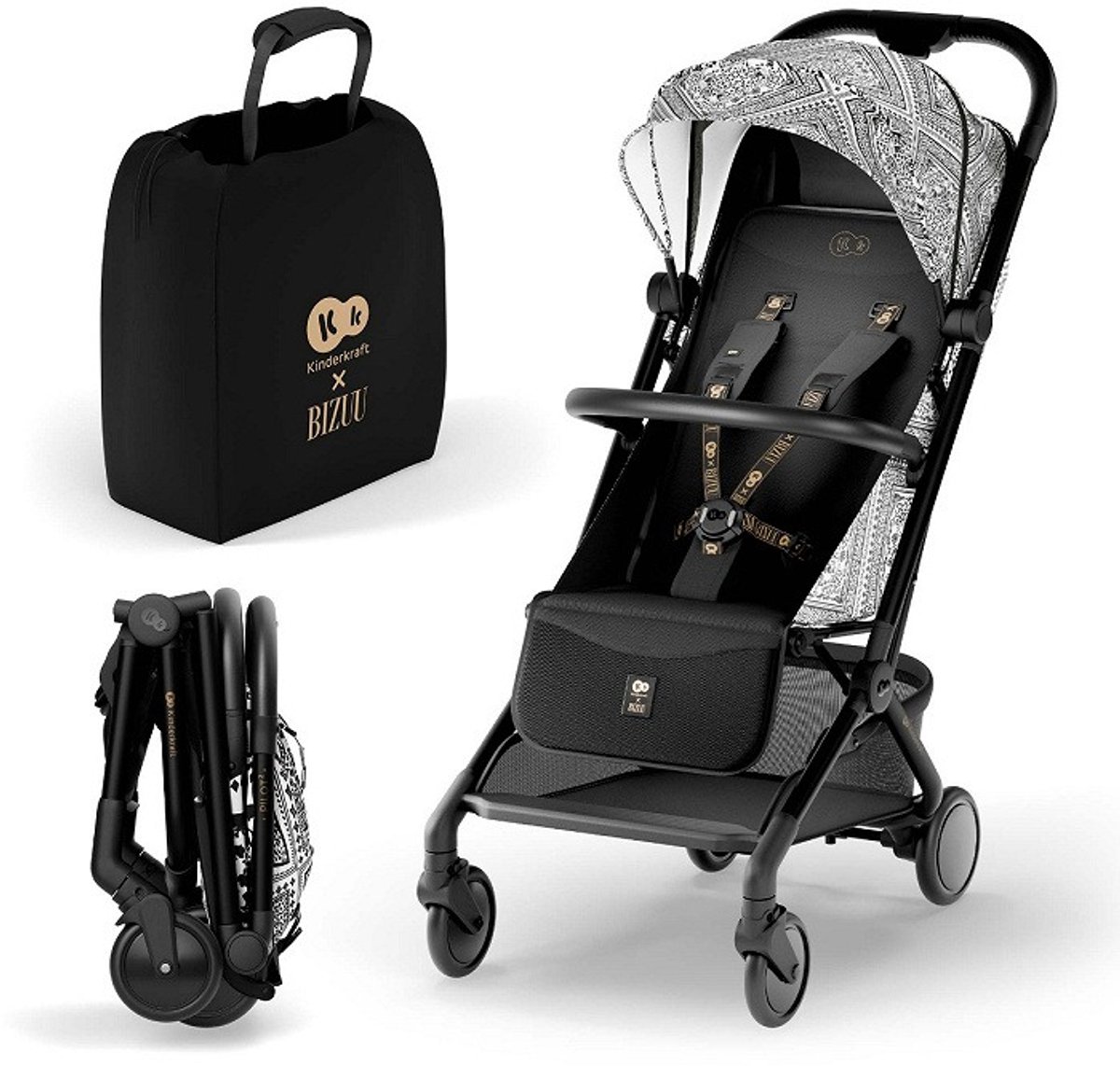 Kinderkraft PILOT 2 Compacte Reisbabywagen – Lichtgewicht 8 kg – Eénhandig Inklapbaar – Cabin‑size – Lunar Black