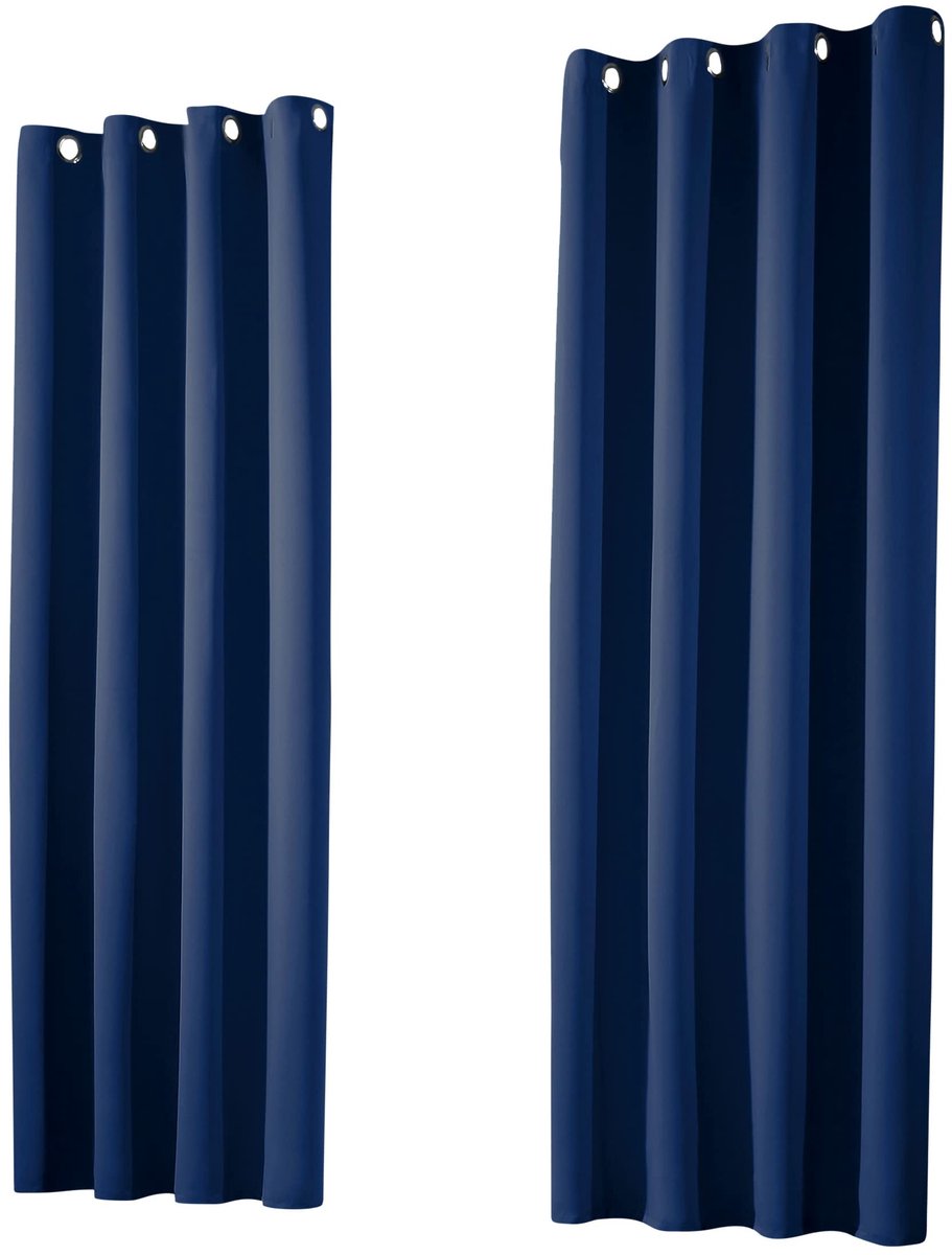 Unyqoos Isolerende en Geluiddempende Thermo- en Verduisteringsgordijnen met Oogringen, 1 Paar donkerblauw