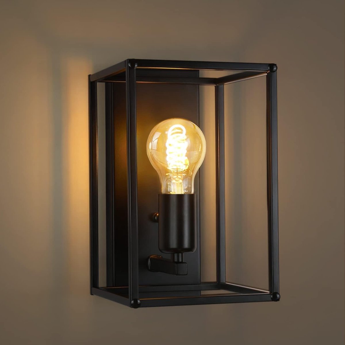NETTLIFE Wandlamp - zwart - E27 Fitting - rechthoekig - binnen wandverlichting - vintage hal lamp - metaal - voor woonkamer keuken - zonder lampen - MAX.40W