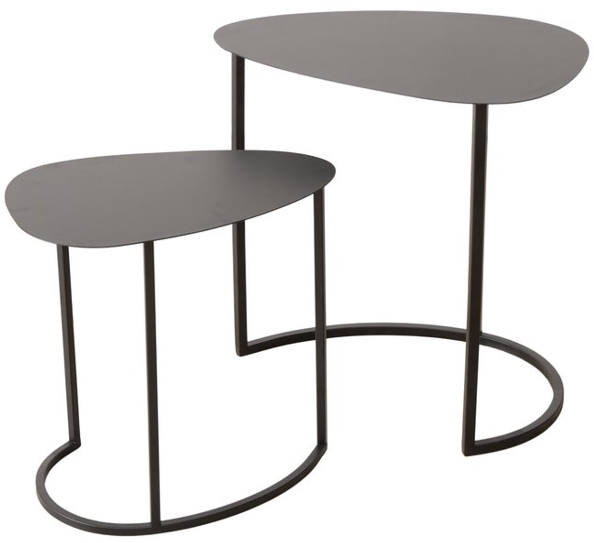 Boltze Salontafel - Bijzettafel - Tafel - Set van 2 - Metaal - Zwart - 55x38 en 45x30cm