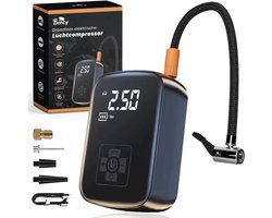 Boncy® Elektrische Fietspomp met Drukmeter - Geschikt voor Autobanden Voetbal Basketbal Ballen Fiets - Luchtcompressor Bandenpomp Lucht Compressor - Elektrisch Balpomp Draadloze Draagbare Luchtpomp - Bal Pomp Accu Draadloos Electrisch 12v Autoband