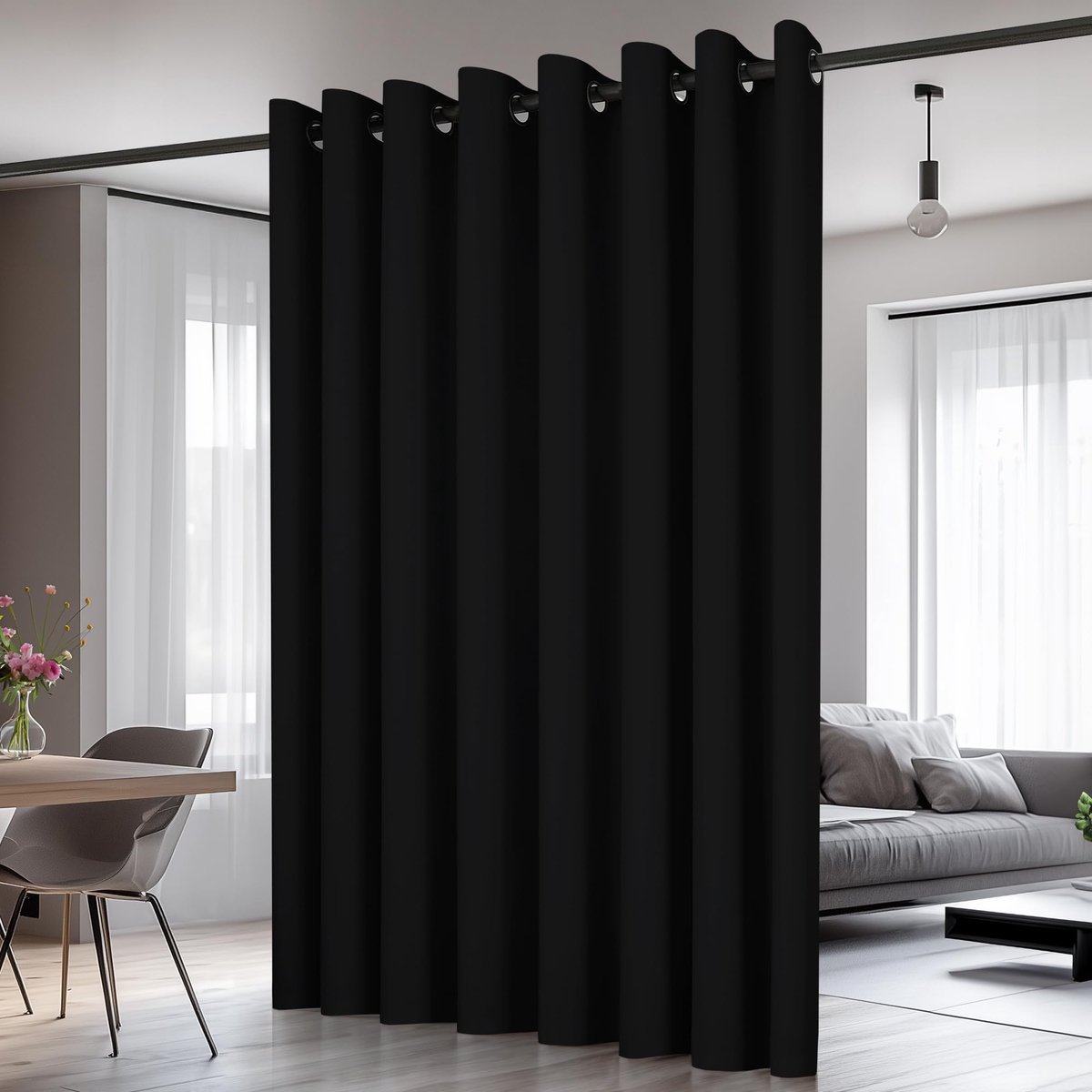 Ibenzoa Stijlvol Verduisteringsgordijn met Metalen Ogen voor Optimaal Comfort en Privacy zwart