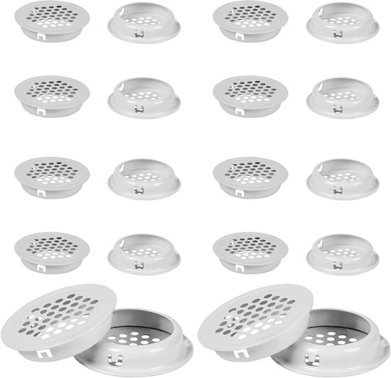 EMAGEREN 20 stuks roestvrij stalen ventilatieroosters, rond, 53 mm