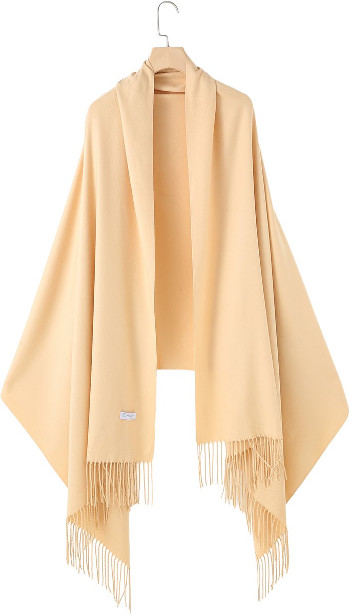 Emilie Collection - sjaal - beige - omslagdoek - pashmina XL - 100% Gerecycled polyester - 220X90CM
