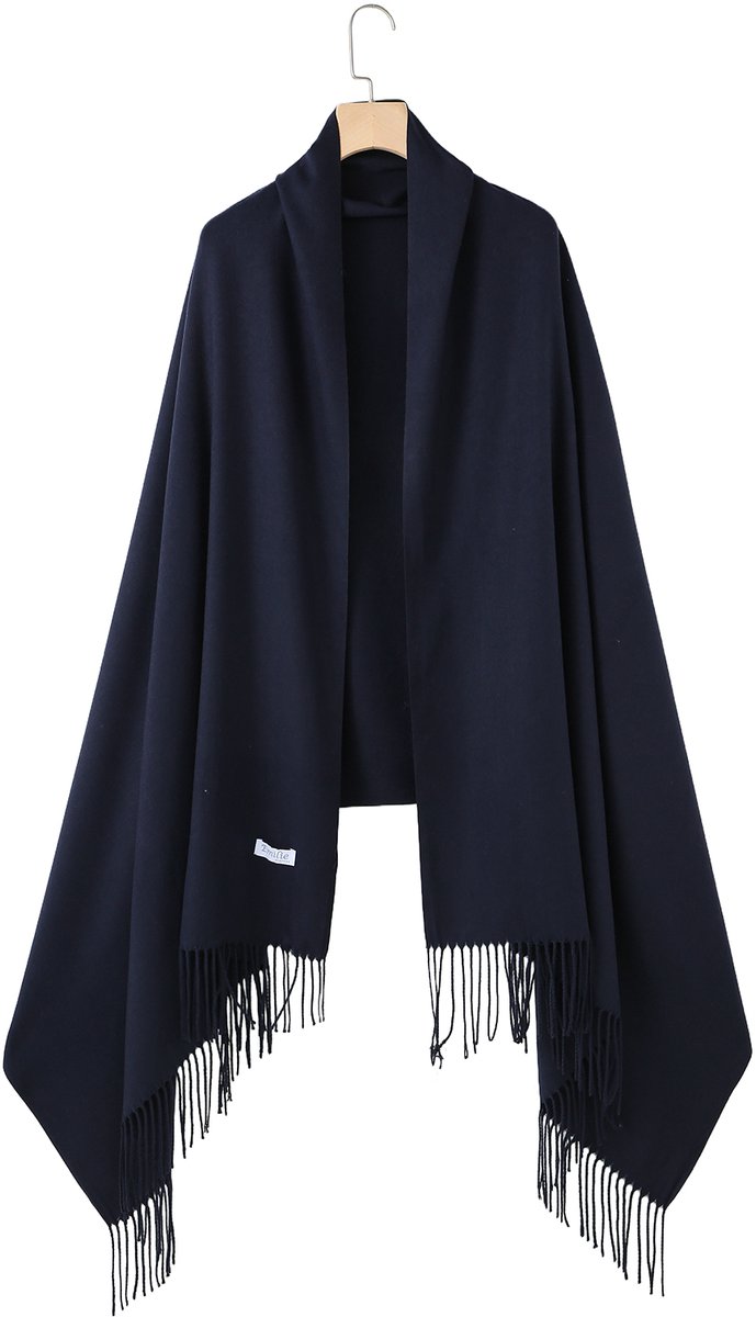 Emilie Collection - sjaal - blauw - omslagdoek - pashmina XL - 100% Gerecycled polyester - 220X90CM