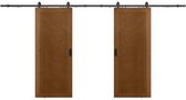 Bol.com Vente-unique Hangende dubbele schuifdeur van hout en mdf met opbouwsysteem - donker naturel - 2 x H205 x L83 cm - SANDOR... aanbieding