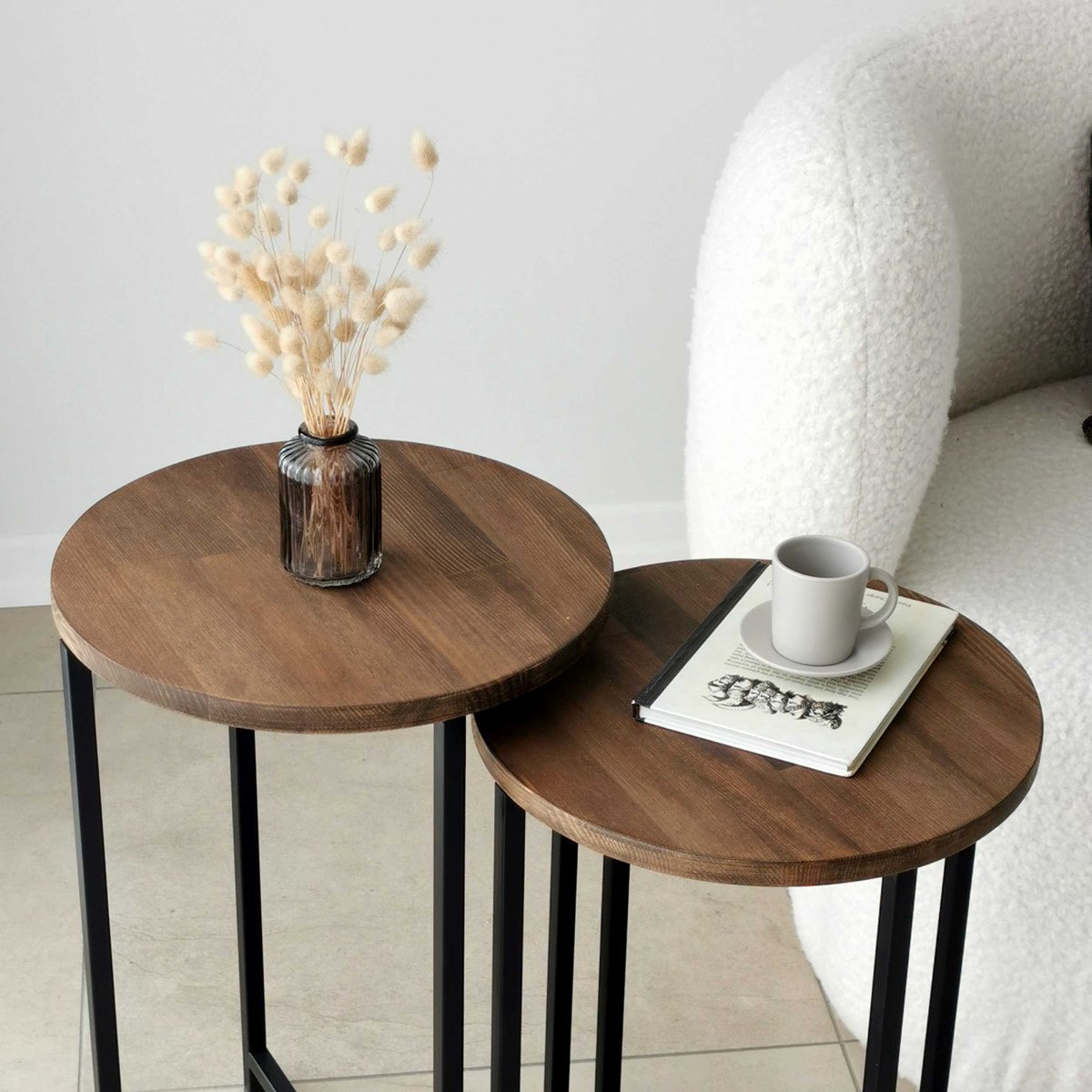 Skye Decor , Salontafel, Neta Set - Walnut, Grenenhout, Walnoot, 35 x 35 x 55 cm Bruin