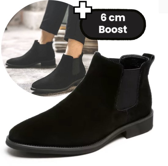 Bottines Chelsea Bottes pour femmes pour hommes | Augmentation de la longueur de 6 cm | Chaussures rehaussantes soignées | Augmentation invisible | Noir