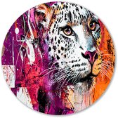 Kleurrijk luipaard abstract design - Luipaard wandcirkels - Ronde muurdecoratie dier - Street Art - Forex schilderij - Slaapkamer styling - muurcirkel forex 70x70 cm