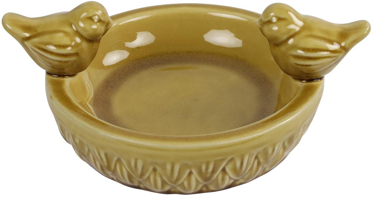 Vogelbad geel 19,5x19,5x10cm