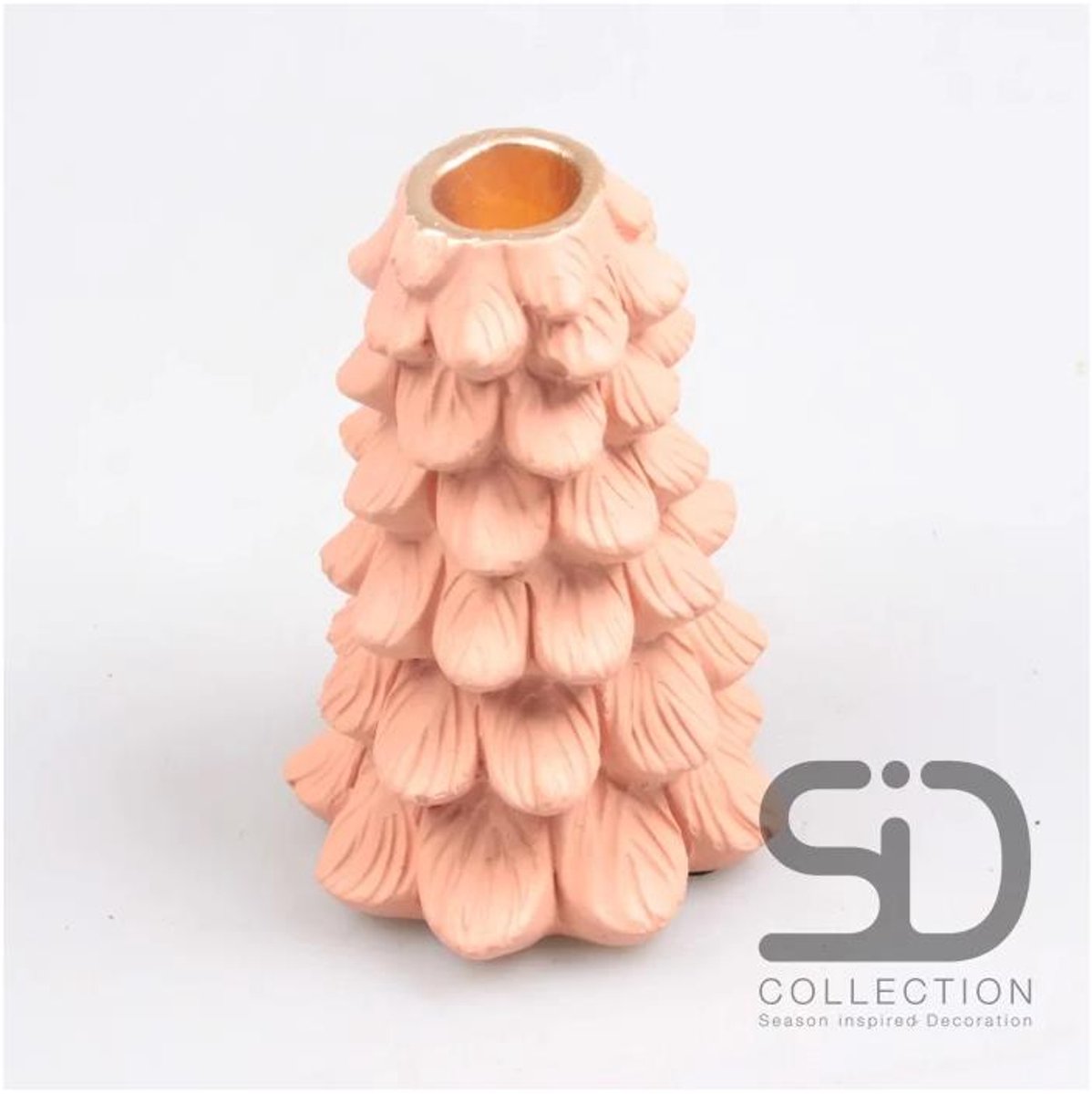 Kandelaar kerstboom 10x10x15 beigerood