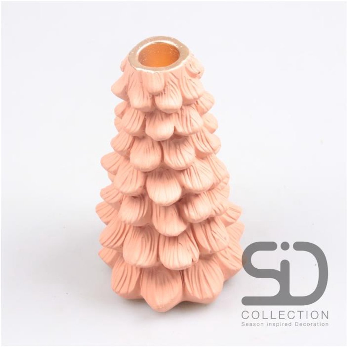 Kandelaar kerstboom 11x11x19 beigerood
