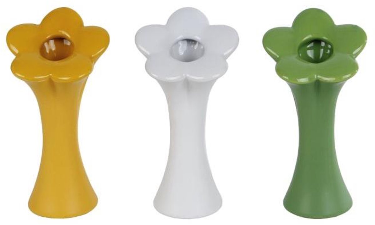 Vaas Bloem S groen/geel/wit 7x7x15cm