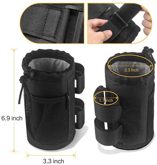 2 stuks Fietsfleshouder - Drankhouder voor fiets - flessenhouder - fietsbekerhouder - Opvouwbare flessenhouder - flessenhouder - fiets voor mountainbike, scooter, inklapbaar, racefiets, rolstoel - Polyester en PEVA - Zwart — afbeelding 5