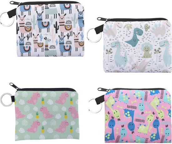 4 stuks kinderportemonnees - dames portemonnees jongens - kleine portemonnees voor het opbergen van kleingeld - wit*2+roze*1+groen*1