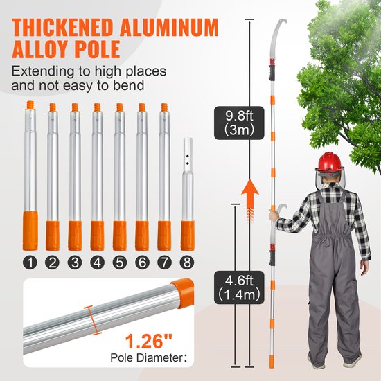 Handmatige Snoeischaar - 4,6-9,8 Meter Uitschuifbaar. Knip Hoge Takken Met Een Scherp Stalen Blad. Lichtgewicht Handvat Van Aluminiumlegering van Gardebruk — afbeelding 5
