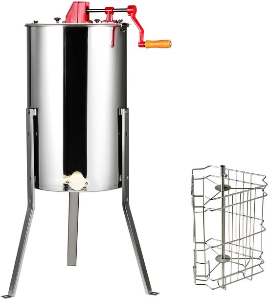 Handmatige honingslinger, 2/4-raam honingslinger, bijenteelt extractie van roestvrij staal, honingraat trommel met deksel, imkerij centrifuge apparatuur, in hoogte verstelbare standaard van Merkloos — afbeelding 5