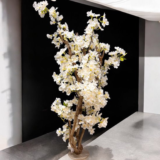 Seta Fiori - Arbre à fleurs artificielles - Arbre artificiel - crème - 110cm - Pour l'intérieur - Fleur moelleuse