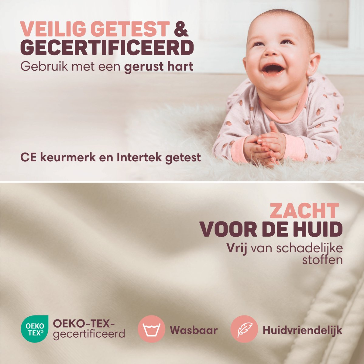 Vulpes Goods® BabyCare - Draagzak – Ergonomische Baby Draagzak 0-36 mnd – Luxe Buikdrager tot 20 kg – OEKO-TEX® Katoen – Handsfree Comfort - Met Rugsteun & M-Positie - Crème – foto 5