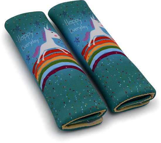 Gordelbeschermer Kind - Regenboog & Eenhoorn - 2 stuks - Kasey Products van Merkloos — afbeelding 2