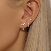 6-delige Modulaire Oorbellen Set met Zirkonia Stenen - 18K Verguld Oorbellen - 925 Sterling Zilver - Luxe Dames Sieraden - Dames Oorbellen