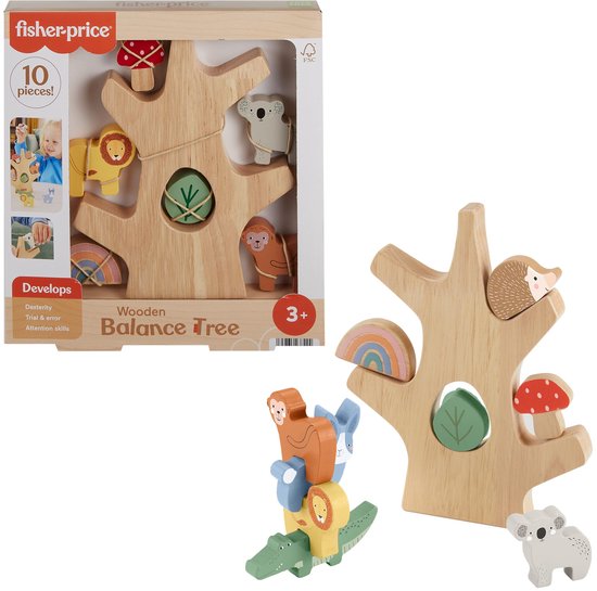 Fisher-Price Houten balansboom, stapelspeelgoed voor kinderen
