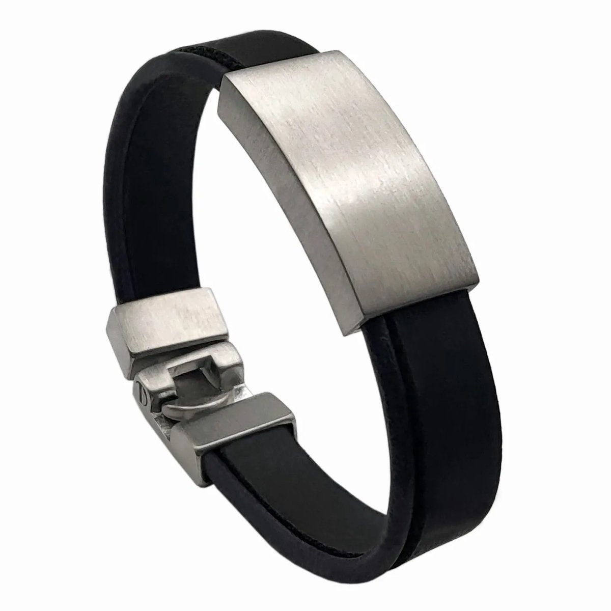 Zwart leren as armband met schuif 18cm