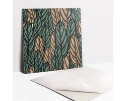 Tulup PVC Tegels - Getekende Boho-Bladeren Vinyl Tegels - 30 cm x 30 cm - Groente Vloer Tegels PVC - 9 stuks - Natuur Plaktegels - Zelfklevende PVC Tegels - Plaktegels keuken en Badkamer